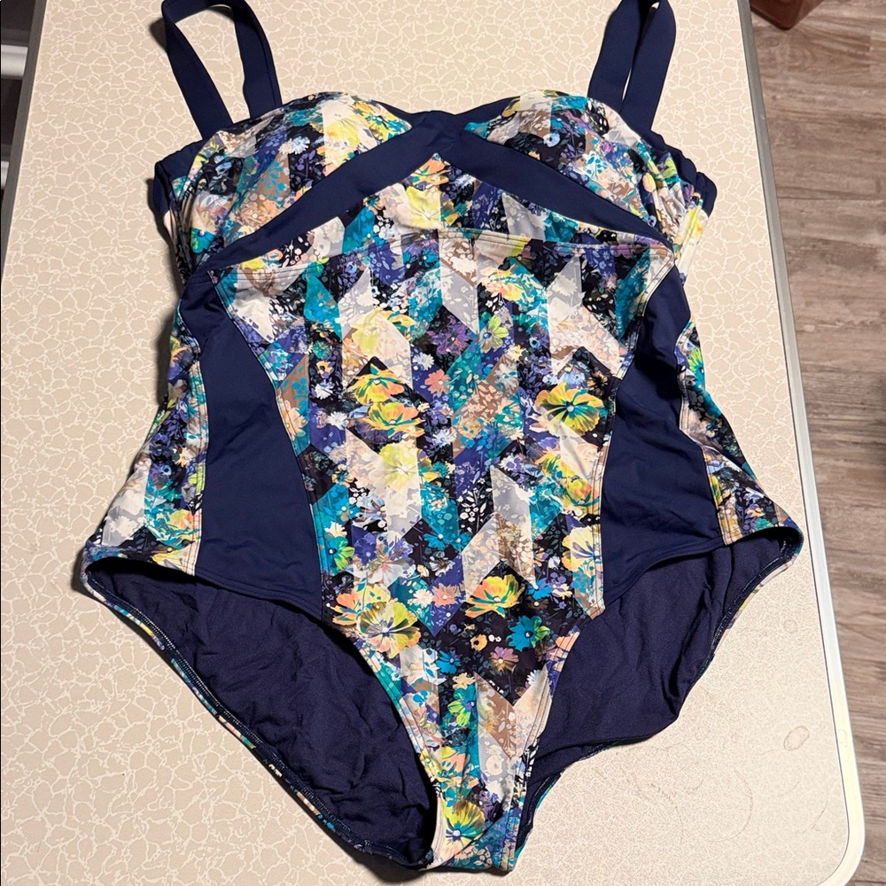 Navy Floral Women's One Piece Swimsuit